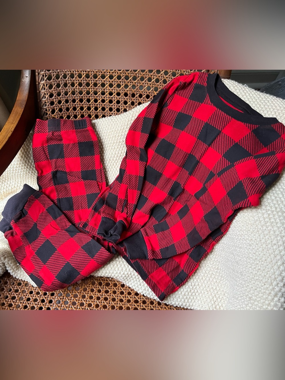 Carter's Red and Black Buffalo Plaid Kids Pajama Set - Boys size 6